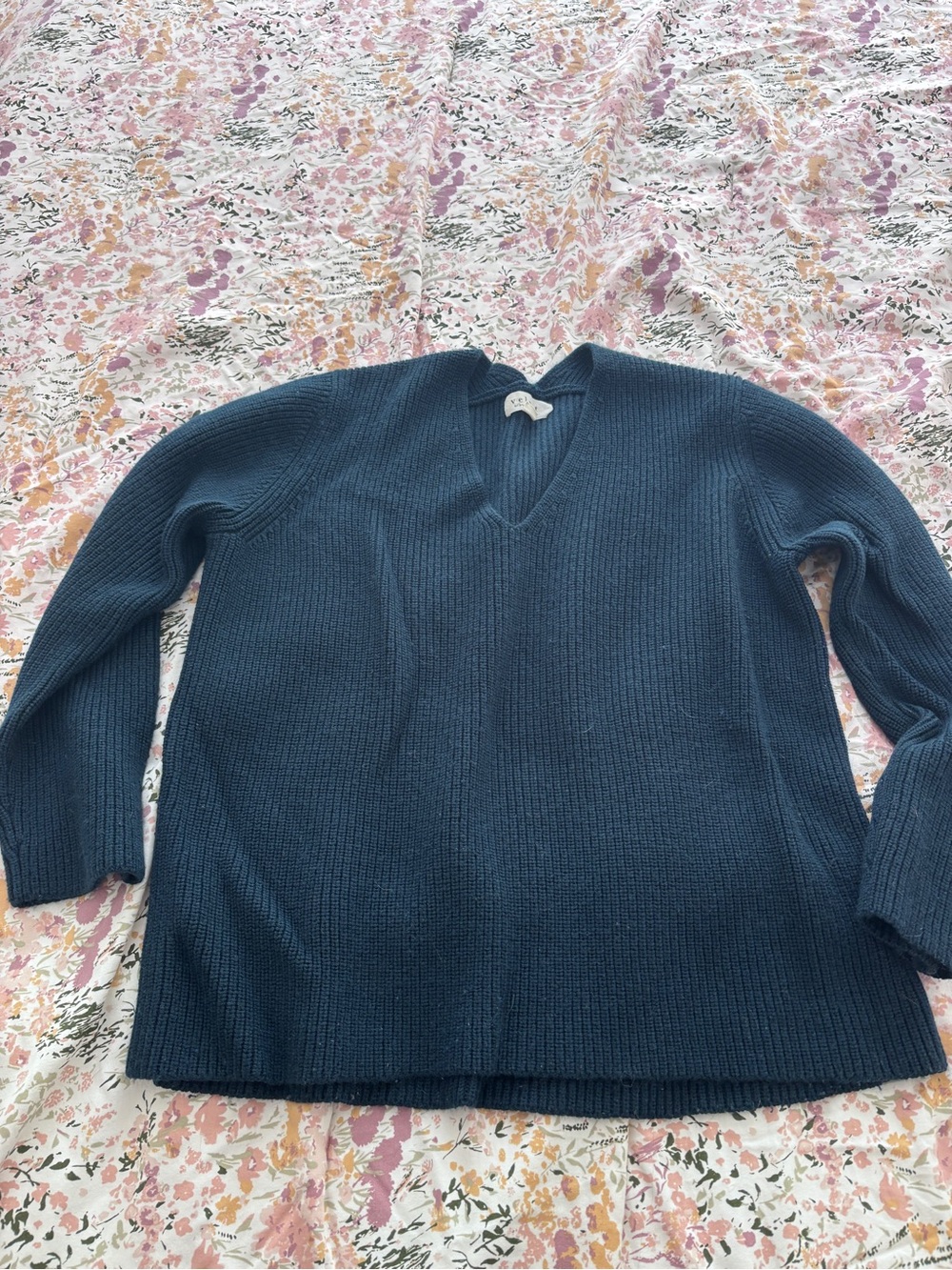 Velvet by Graham & Spencer Ribbed V-Neck Sweater - Teal Blue
